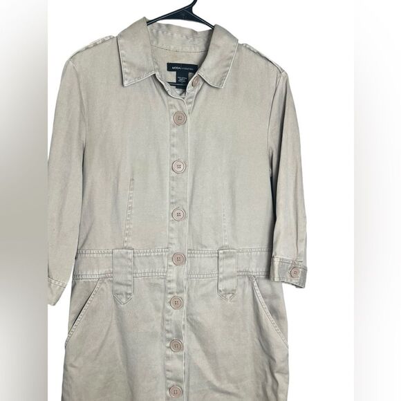 Vintage 100% Cotton Button Down Moda Cargo Utility Half Sleeve MIDI Dress 12 - Picture 5 of 11